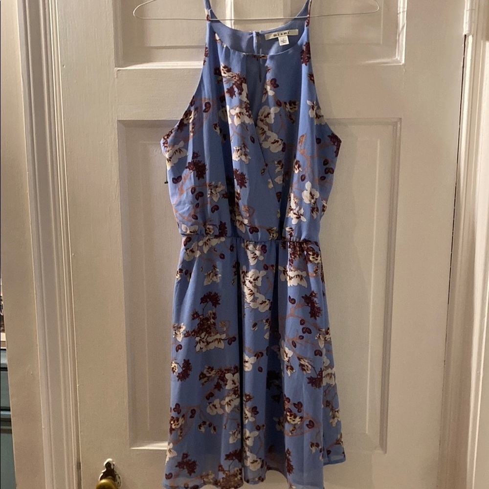 Miami Floral Blue Sleeveless Dress size large